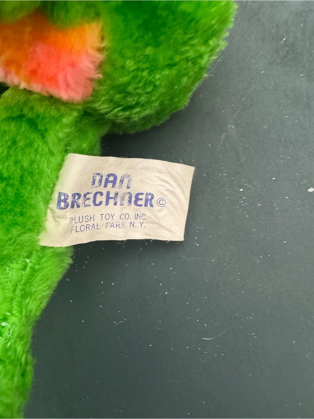 VINTAGE Dan Brechner Stuffed Animal Plush Green Dinosaur 7
